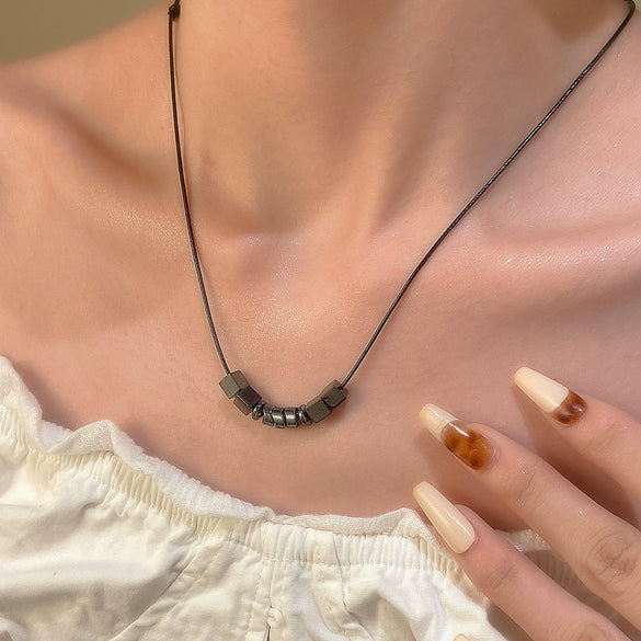 Punk Style Stainless Steel And Alloy Rivet Cross Handmade Clavicle Chain Necklace For Men And Women