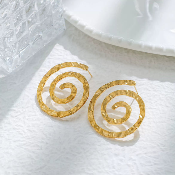 Punk Style Stainless Steel Electroplated Vortex Hollow Spiral Mosquito Incense Earrings Jewelry