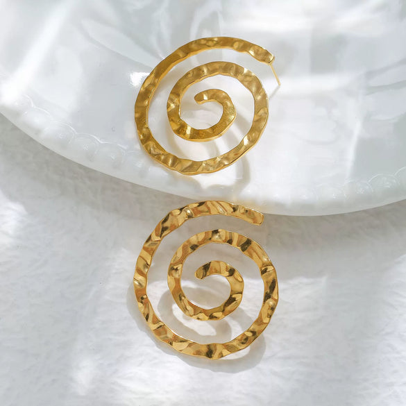 Punk Style Stainless Steel Electroplated Vortex Hollow Spiral Mosquito Incense Earrings Jewelry