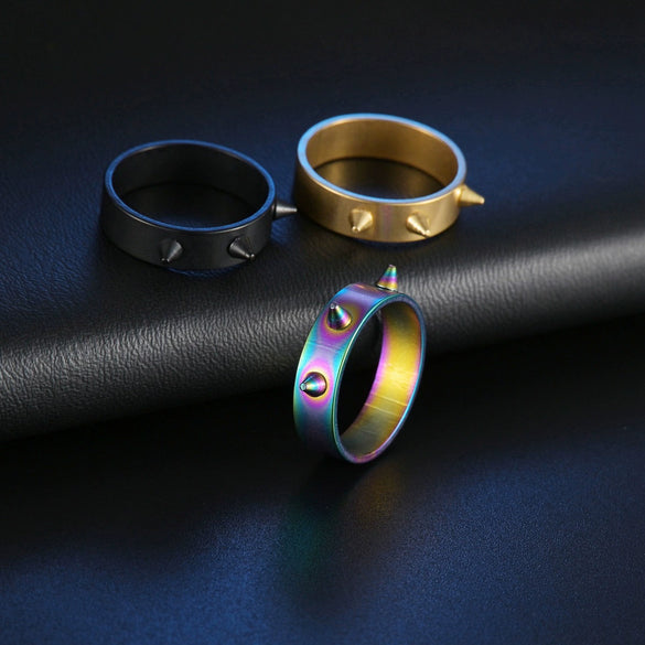 Punk Style Stainless Steel Geometric Electroplated Selfdefense Antiwolf Ring Unisex Couple Jewelry