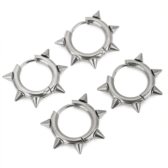 Punk Style Stainless Steel Round Pointed Cone Rivet Electroplated Unisex Earrings