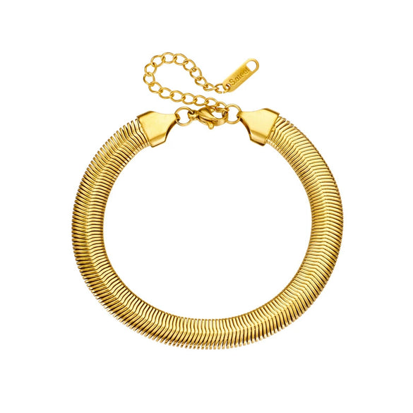 Punk Style Titanium Steel Wide Chain Bracelet With Electroplating Process
