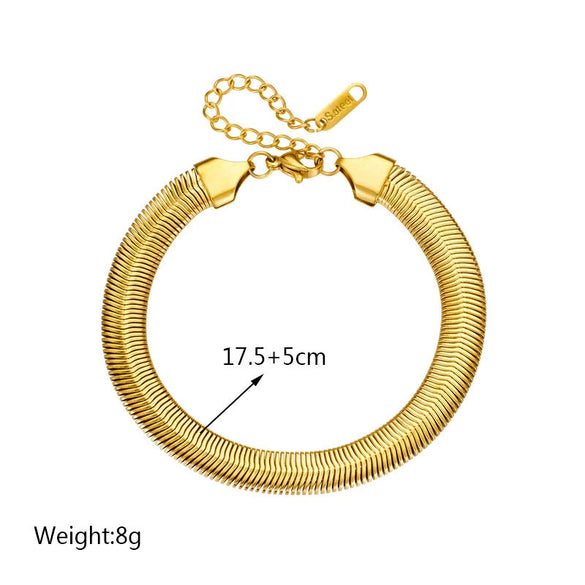 Punk Style Titanium Steel Wide Chain Bracelet With Electroplating Process