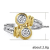 Punk Style Twocolor Twist Zircon Women's Ring Jewelry Copper Material Geometric Pattern Electroplating Treatment