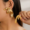 Punk Style Zinc Alloy Leaf Earrings For Women With Electroplating