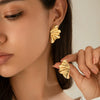 Punk Style Zinc Alloy Leaf Earrings For Women With Electroplating