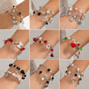 Punk Sweet Cool Style Hollow Fivepointed Star And Heart Shape Flower Pendant Bracelet For Women Imitation Pearls Electroplated