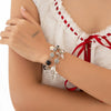 Punk Sweet Cool Style Hollow Fivepointed Star And Heart Shape Flower Pendant Bracelet For Women Imitation Pearls Electroplated