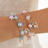 Punk Sweet Cool Style Hollow Fivepointed Star And Heart Shape Flower Pendant Bracelet For Women Imitation Pearls Electroplated
