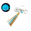 Punk Trend Fluorescent Sunflower Metal Pendant Keychain