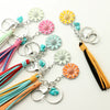Punk Trend Fluorescent Sunflower Metal Pendant Keychain