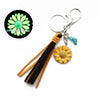 Punk Trend Fluorescent Sunflower Metal Pendant Keychain