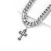 Punk Trend Titanium Steel Lengthen Doublelayer Twisted Chain Carved Cross Necklace Electroplated Geometric