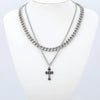 Punk Trend Titanium Steel Lengthen Doublelayer Twisted Chain Carved Cross Necklace Electroplated Geometric