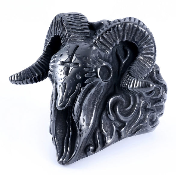 Punk Vintage Sheep Head Shape Stainless Steel Ring