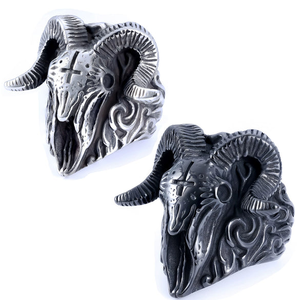 Punk Vintage Sheep Head Shape Stainless Steel Ring