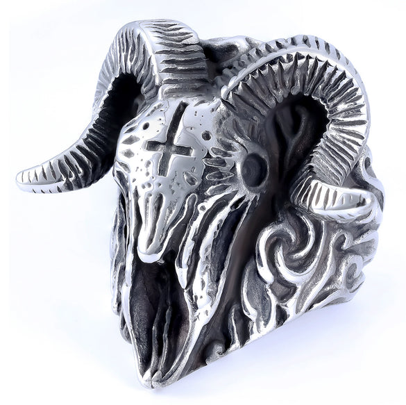 Punk Vintage Sheep Head Shape Stainless Steel Ring