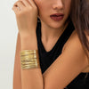 Punk Wrapped Metal Brushed Open Irregular Bracelet For Women With Electroplating Treatment