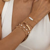 Punkinspired Polished Metal Open Cuff Bracelet Set With Faux Pearl Chain And Layered Geometric Design