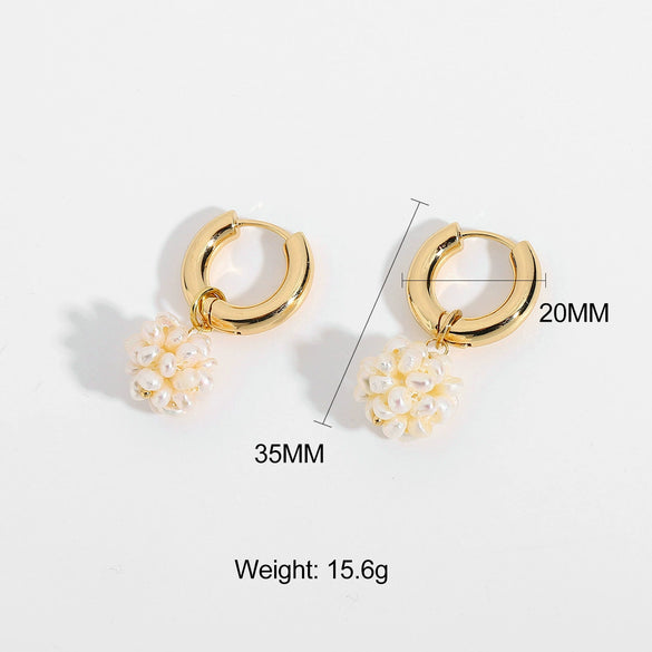 Pure Handmade Freshwater Pearl Earrings Fashion Pearl Element Earrings For Women Style