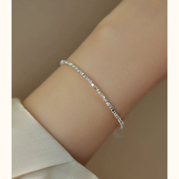 Pure Silver Natural Freshwater Pearl Bracelet With Broken Silver And Ins Style For Unisex