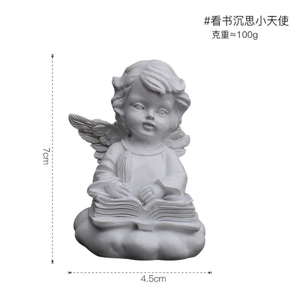 Pure White Resin Flower Fairy Angel Girl Heart Sculpture Modern Decorative Desktop Ornament Commemorative Figurine