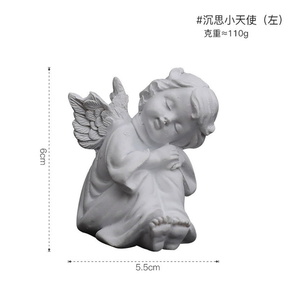 Pure White Resin Flower Fairy Angel Girl Heart Sculpture Modern Decorative Desktop Ornament Commemorative Figurine