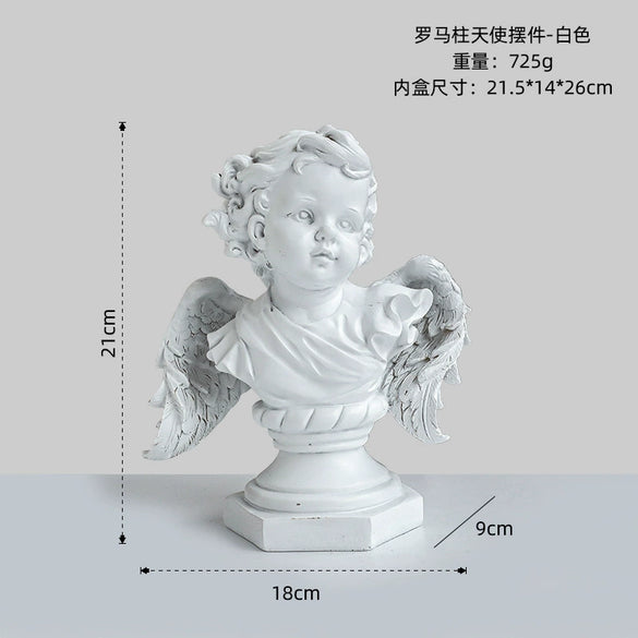 Pure White Resin Flower Fairy Angel Girl Heart Sculpture Modern Decorative Desktop Ornament Commemorative Figurine