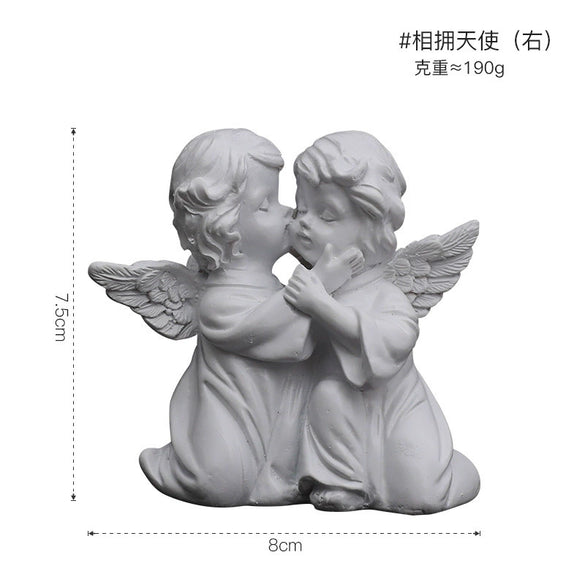 Pure White Resin Flower Fairy Angel Girl Heart Sculpture Modern Decorative Desktop Ornament Commemorative Figurine