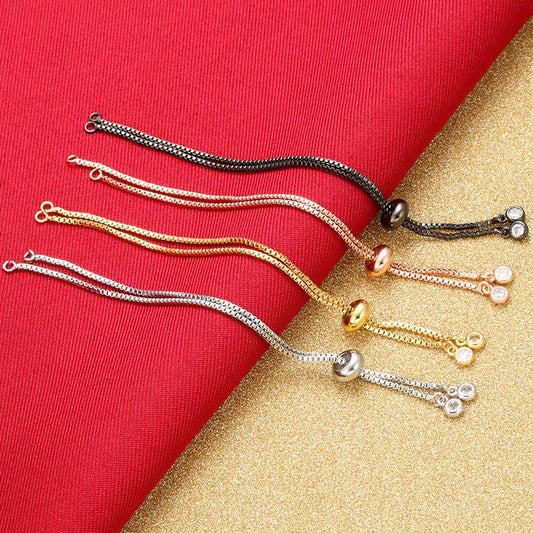 Pushpull Adjustable Bracelet Copper Electroplating Semifinished Base Chain Silicone Positioning