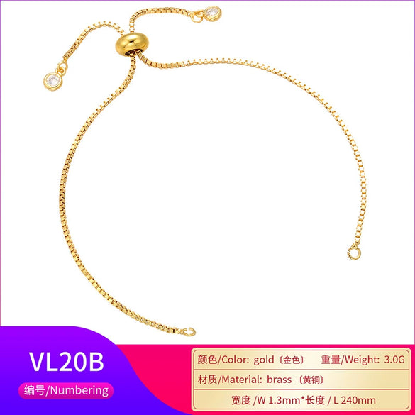 Pushpull Adjustable Bracelet Copper Electroplating Semifinished Base Chain Silicone Positioning