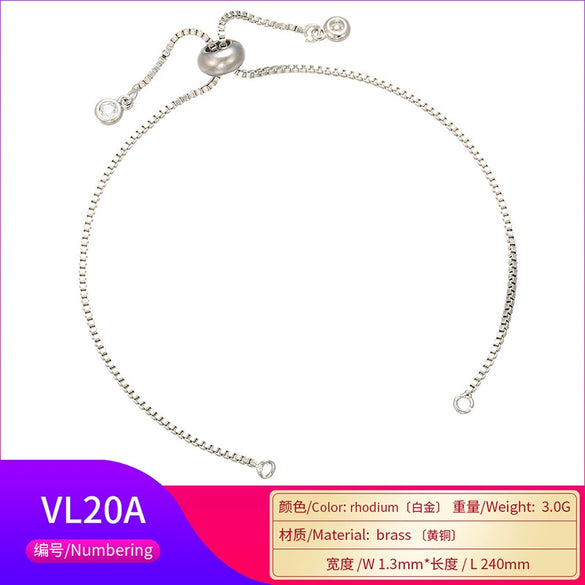 Pushpull Adjustable Bracelet Copper Electroplating Semifinished Base Chain Silicone Positioning