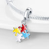 Puzzle Colorful Series Silver Plated Pendant Diy Bracelet Necklace With Dripping Oil Design