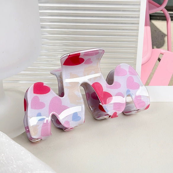 Pvc Heartshaped Baking Paint Hair Clip For Girls