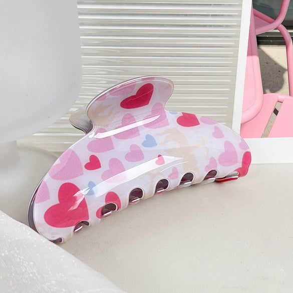 Pvc Heartshaped Baking Paint Hair Clip For Girls