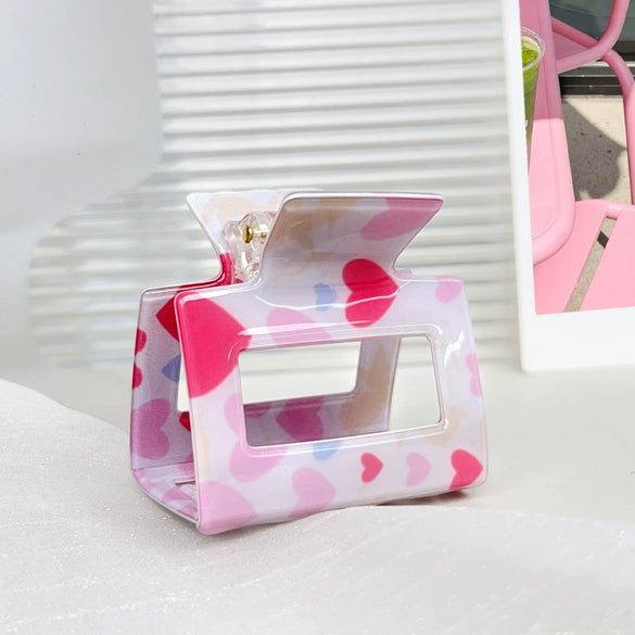 Pvc Heartshaped Baking Paint Hair Clip For Girls