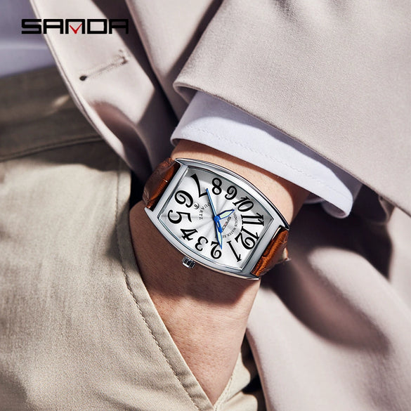 Quartz Men's Watch Zinc Alloy Case Barrel Dial Leisure Style