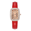 Quartz Watch Alloy Case Imitation Leather Strap Oval Dial Diamondembedded Multicolor Women's Universal Style