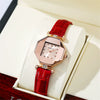 Quartz Watch Alloy Case Imitation Leather Strap Rhombus Round Dial Casual Style For Women