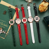 Quartz Watch Alloy Case Imitation Leather Strap Rhombus Round Dial Casual Style For Women
