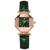 Quartz Watch Alloy Case Imitation Leather Strap Rhombus Round Dial Casual Style For Women
