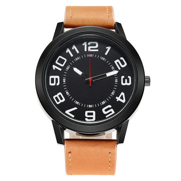 Quartz Watch Alloy Case Imitation Leather Strap Round Dial Leisure Style Men's Watch