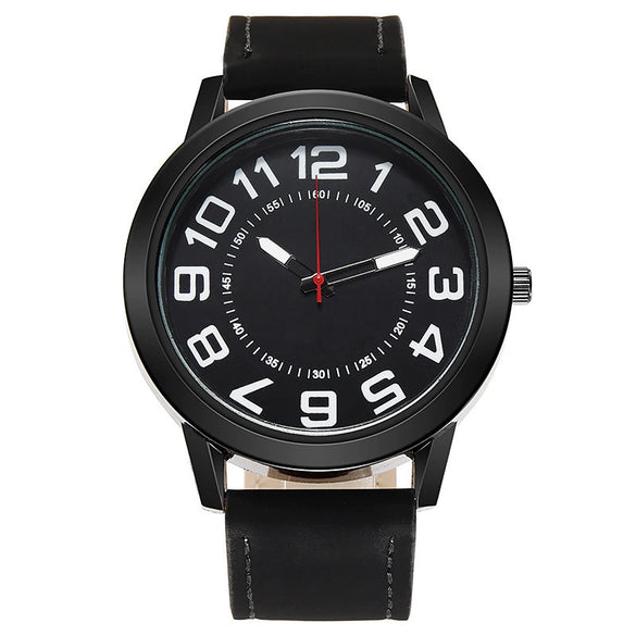 Quartz Watch Alloy Case Imitation Leather Strap Round Dial Leisure Style Men's Watch