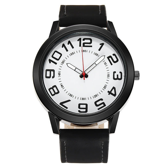 Quartz Watch Alloy Case Imitation Leather Strap Round Dial Leisure Style Men's Watch
