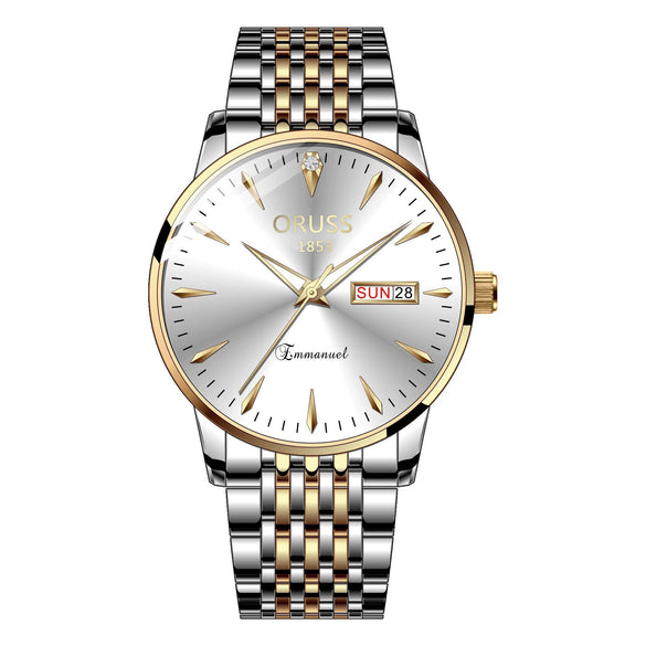 Quartz Watch Alloy Case Mineral Strengthened Glass Mirror Round Dial Men's