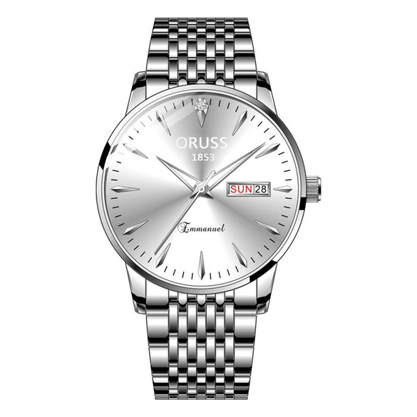 Quartz Watch Alloy Case Mineral Strengthened Glass Mirror Round Dial Men's
