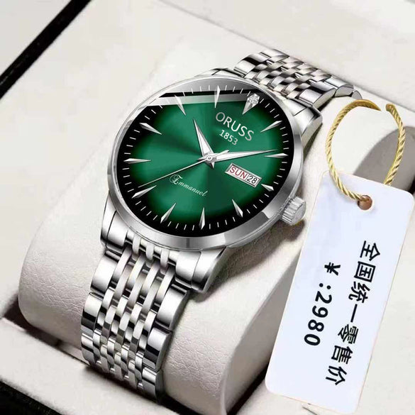 Quartz Watch Alloy Case Mineral Strengthened Glass Mirror Round Dial Men's