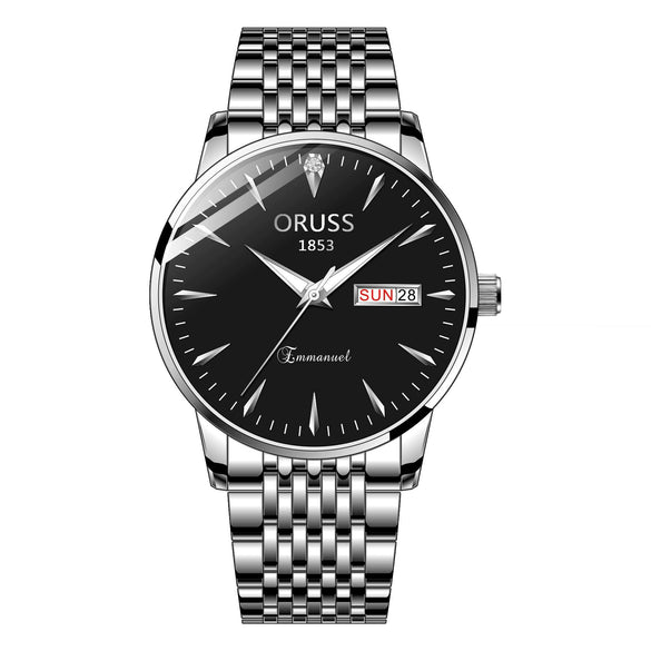 Quartz Watch Alloy Case Mineral Strengthened Glass Mirror Round Dial Men's