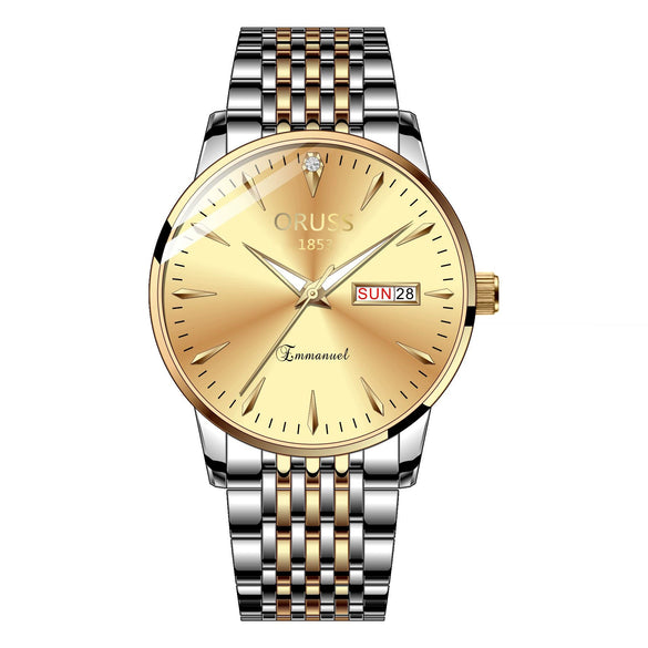 Quartz Watch Alloy Case Mineral Strengthened Glass Mirror Round Dial Men's