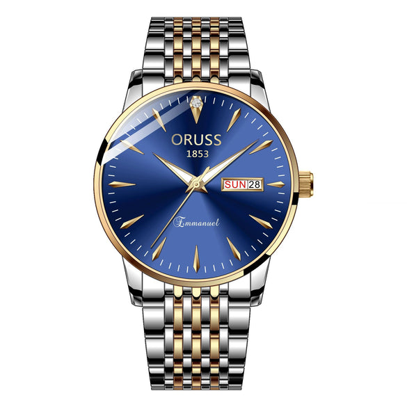 Quartz Watch Alloy Case Mineral Strengthened Glass Mirror Round Dial Men's